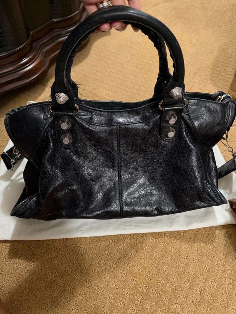 Balenciaga Black Leather Shoulder Bag with Silver Hardware - Picture 3 of 9